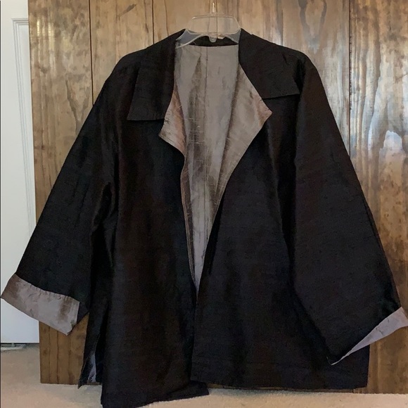 Handmade open front blazer made with rugged satin - Picture 1 of 4